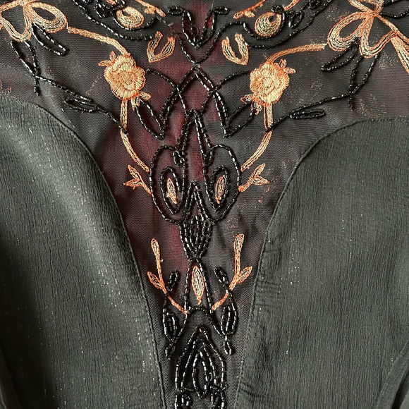 Free People Black Embroidered and Embellished Long Sleeve Dress - Picture 7 of 10